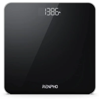 Image de RENPHO Balance Pese Personne Numérique, Personnes de Haute Précision avec Affichage Lumineux, Lecture Instantanée, Oesée en kg/lb/st, Grande Plateforme 11&quot;, Noir