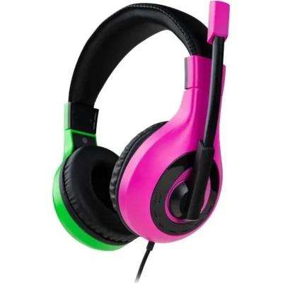 Image de Casque Nintendo Switch V1 Rose + Vert Écouteurs 40mm, Microphone pivotant, Confortable