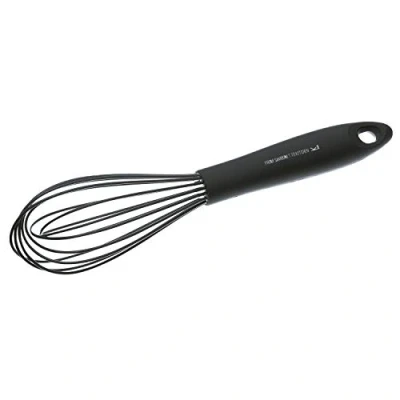 Image de Sambonet 51595B30 Fouet de Cuisine 6 fils Anti Rayures, Ustensile pour Pâtisseries, Noir, Silicone, 30cm