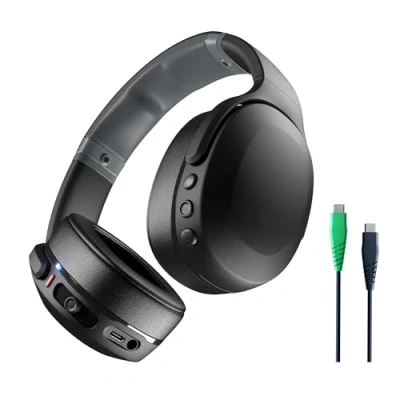 Image de Skullcandy Crusher Evo Casque Supra Auriculaire sans Fil avec Basses Sensorielles, Autonomie 40 h, Microphone, Compatible iPhone + Android Appareils Bluetooth Noir