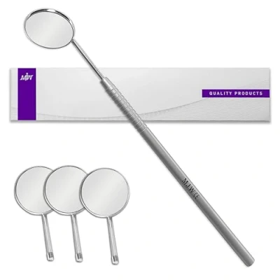 Image de Surface avant de miroir dentaire avec 3 miroirs d&#039;inspection remplaçables tête PCS grossissant le bouche en acier inoxydable
