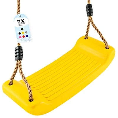 Image de GO!elements Balançoire Enfant Exterieur Siège Balancoire Interieur Corde Balancoire, Assise Hauteur Réglable Antidérapant Couleur: Jaune