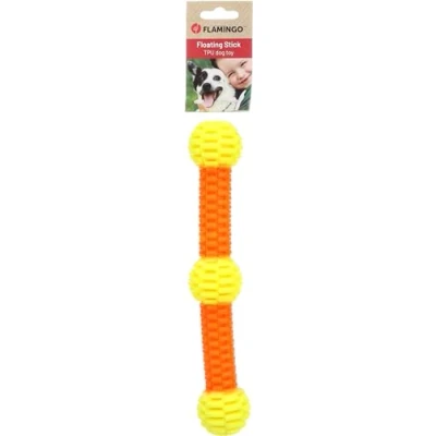 Image de Flamingo Jouet pour Chien Lipa TPU bâton avec 3 balles S Jaune/Orange 28x4,9x4,9cm Flottant