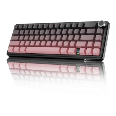 Image de MAMBASNAKE X Attack Shark X66 Clavier Mécanique sans Fil 65% avec Bouton, De Jeu RGB Échange Chaud 60%, BT/2,4 G/USB C, Linear Switch, Touches PBT Imprimées sur Le Côté Blackberry