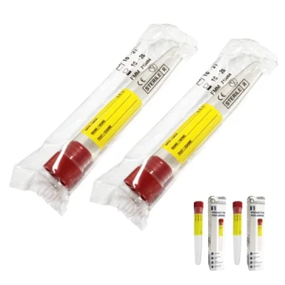 Image de Lot de 2 tubes stériles pour analyse d&#039;urine, 12 ml avec étiquette, ampoules graduées bouchon à pression test laboratoire d&#039;analyse,