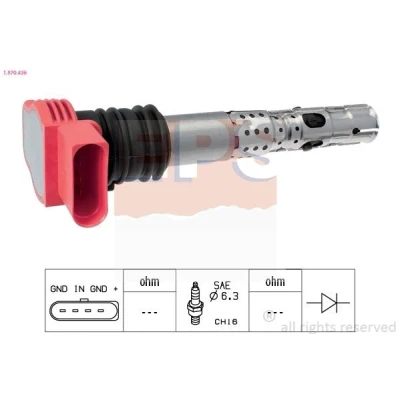 Image de EPS 1.970.436 Bobine d&#039;allumage Rouge COIL ON PLUG Cosse de bougie comprise AUDI: A4 B6 Avant, A6 C5 Berline