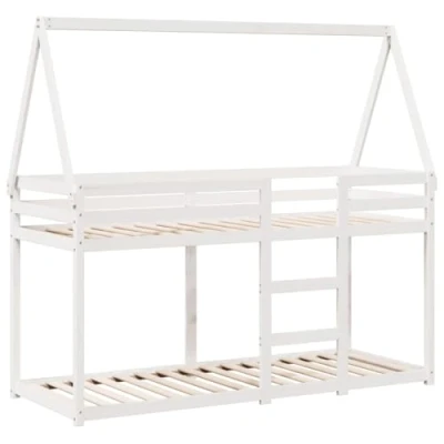 Image de vidaXL lit superposé avec toit blanc 75x190 cm bois massif de pin, lit, cadre mezzanine, meuble chambre, 3282090
