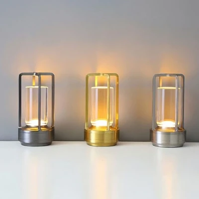 Image de Lampe Lanterne En Cristal Lumisom, Klarako, De Table Sans Fil, 3 Couleurs à Gradation Continue, Bureau LED Portable Rechargeable Pour Chambre Coucher (Argent)