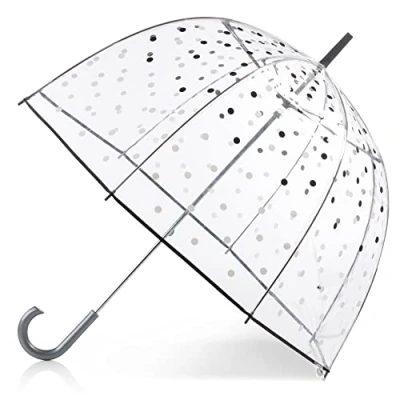 Image de Totes Parapluie transparent à bulles pour femme, pois blancs et noirs, taille unique