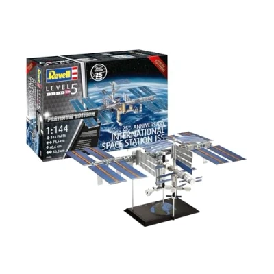 Image de Revell Kit de modélisme I Coffret Cadeau 25th Anniversary ISS Platinum Edition Station Spatiale int 250 pièces Échelle 1:144 pour Enfants et Adultes à partir 13 Ans