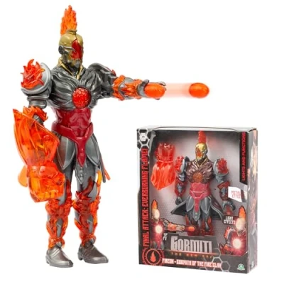 Image de Gormiti, Figurine articulée 27 cm, Gormiti avec Attaque Lumineuse, Modèle Feu Fireon, pour Les Enfants à partir de 4 Ans, GRV073, Multicouleur