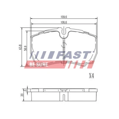 Image de FAST FT29092 Jeu de plaquettes frein Essieu arrière préparé pour indicateur d&#039;usure IVECO: DAILY 4 Bus, 6 , Kasten/Kombi