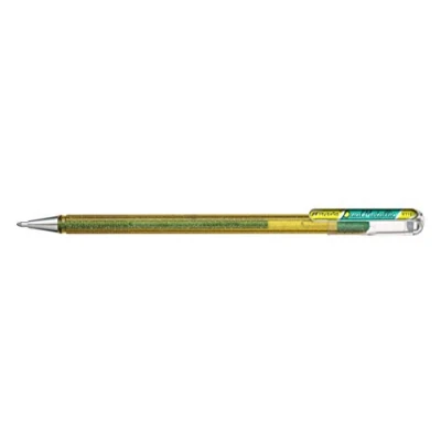 Image de Pentel Hybrid Dual Metallic Rollers encre gel métallique K110, Vert métallique+jaune, Lot de 12