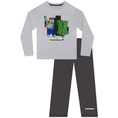 Image de Minecraft Ensemble De Pyjamas Steve et Creeper Garçon, Gris, 9 10 ans
