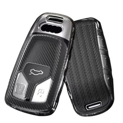 Image de Gleamydot Coque Clé Compatible avec Etui Clef Audi A4 B9 A5 Q7 Q2 TT Q5 Transparent de Voiture Accessoires (Blanc)