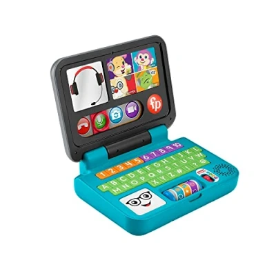 Image de Fisher Price Mon Premier Ordinateur Portable Rires &amp; Éveil, Jouet électronique, Contenu éducatif Éveil Progressif, pour bébé dès 6 Mois, Version: UK Anglais, HGW96