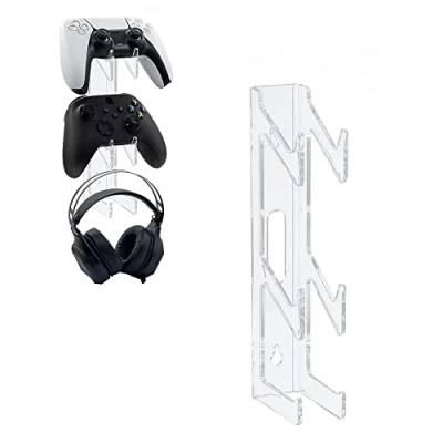 Image de Mcbazel Switch/PS5/PS4 Support Mural Double Contrôleur de Jeu et Casque Transparent pour PS5/PS4/Xbox/NS Switch