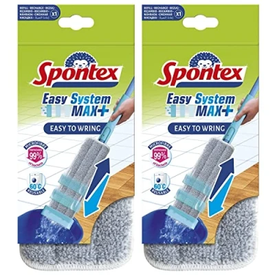 Image de SPONTEX Lot de 2 Recharges Easy System Max+ en microfibre pour balai plat