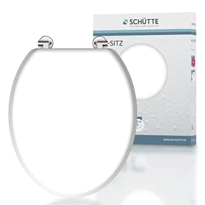 Image de Schütte White 84000, Abattant Noyau en Bois, Compatible avec la majorité des cuvettes WC, Blanc