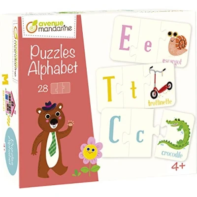 Image de Avenue Mandarine 52593O Une boite éducative de 28 puzzles 3 pièces à assembler À partir 4 ans Apprendre l&#039;Alphabet