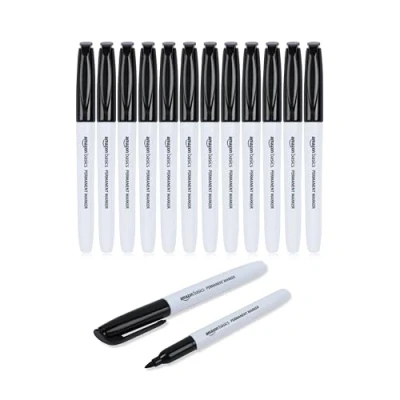 Image de Amazon Basics Marqueurs indélébiles Noir Lot de 12