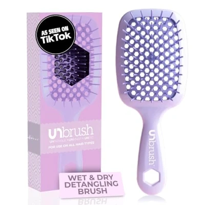 Image de FHI Heat UNbrush brosse démêlante pour un brossage sans douleur de tous les types cheveux humides ou secs, poils DuoFlex antistatiques résistants, poignée légère, à ventilée, lilas