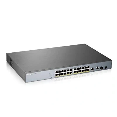 Image de Zyxel Switch 24 ports Gigabit Smart Managed PoE+ avec une réserve de 375 watts et 2 Combo gestion Cloud Nebula, Long Range PoE [GS1350 26HP]