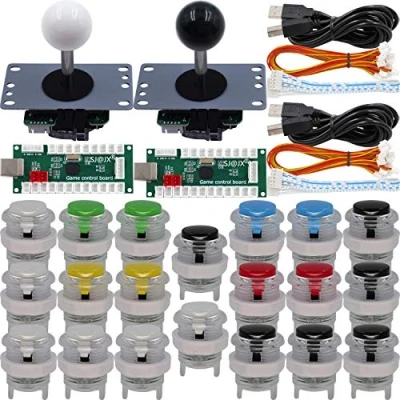 Image de SJ@JX Arcade Game 2 Player Controller DIY Kit Microswitch Button 4&amp;8 Way Joystick Zero Delay USB Encodeur Fighting Stick Handles Console for PC MAME Raspberry Pi Retropie