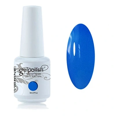 Image de Vishine Vernis à ongles 8ml Semi permanent Soak off UV LED Gel Polish Manucure Base Top Coat Bleu #1472