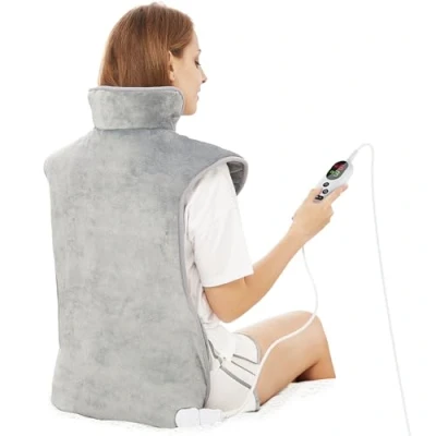 Image de Coussin Chauffant dos Electrique Epaule et Nuque 60x100cm, 6 Niveaux de Chaleur, minuterie d&#039;arrêt Automatique 2 heures, Chauffage rapide, Ceinture, Chauffe dos, Flanelle, Lavable en Machine