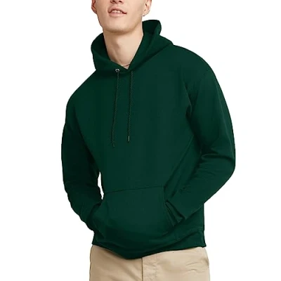 Image de Hanes Sweat à Capuche EcoSmart pour Homme, Polaire de Poids Moyen, Pull Capuche, Vert foncé, L