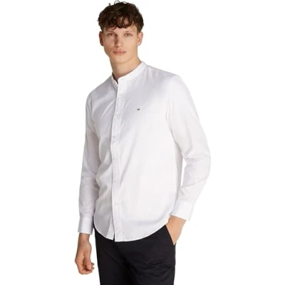 Image de Tommy Hilfiger Chemise Homme Flex Poplin Solid Mao Regular Fit, Blanc (White), L