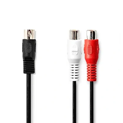 Image de Nedis CAGL20250BK02 câble audio 0,2 m DIN (5 pin) 2 x RCA Noir Neuf