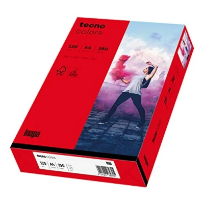 Image de inapa Tecno Colors Lot de 250 feuilles papier coloré 120 g/m² Rouge intense Format A4