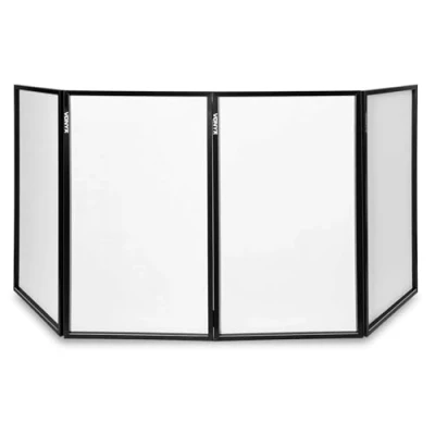 Image de Vonyx DB2 DJ façade en lycra blanc, écran dépliable et facile à installer, dissimule l&#039;équipement