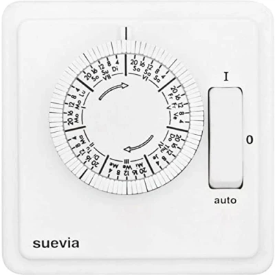 Image de Suevia SU280439 Minuterie encastrée analogique hebdomadaire 1200 W IP20 Programme marche/arrêt, multicolore