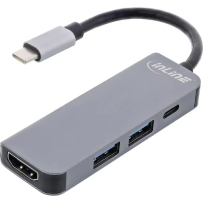 Image de InLine 33271H hub &amp; concentrateur USB 3.2 Gen 1 (3.1 1) Type C 5000 Mbit/s Gris Neuf