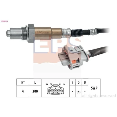Image de EPS 1.998.214 Sonde lambda Made in Italy OE Equivalent chauffé, planaire, Filetage prégraissé OPEL: Meriva A, Zafira Corsa C 3/5 portes