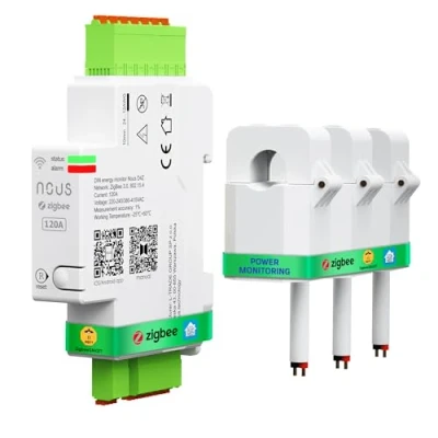 Image de NOUS D4Z Zigbee Compteur d&#039;Énergie Smart DIN 120A, Surveillance de la Consommation Électrique en Temps Réel, Compatible avec Alexa et Google Home, Installation sur Rail DIN, Certifié CE &amp; RoHS