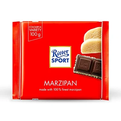 Image de RITTER SPORT Pâte d&#039;Amandes Tablette 100 g Chocolat Noir A emporter partout Boite de 12 tablettes