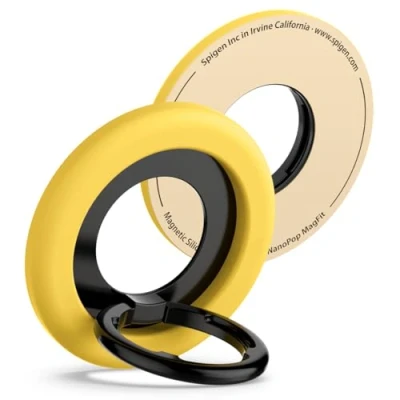 Image de Spigen Nano Pop MagFit Anneau Telephone pour Magsafe, [Fixation Magnétique et réglage à 135] Support Poignée Téléphone Compatible avec iPhone 16 15 14 13 12 Jaune