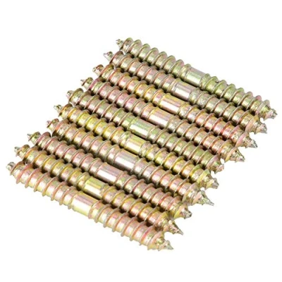 Image de 10pcs Vis à Tête Cylindrique Double Terminé Goujon de Filetage Autotaraudeuse Boulons Filetés À Bois Mobilier Connecteur Goujons Tiges 6 * 50mm