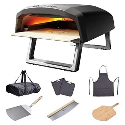 Image de MasterPro pizza Oven Four à gaz portable Cuisson rapide jusqu&#039;à 500ºC et planche découper Pizzas prêtes en 60 secondes Pelle pizza, coupe tablier inclus.