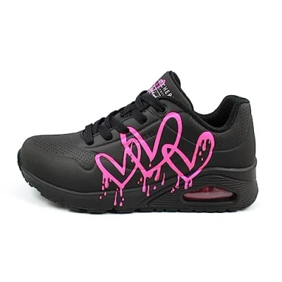 Image de Skechers Uno, Basket Femme, Noir avec Imprimé Rose Duraleather M,37.5 EU