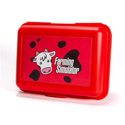 Image de Farming Simulator Simulateur d&#039;agriculture Boîte à sandwich Couleur : rouge Avec motif vache Dimensions 17,5 x 12,8 6,9 cm en plastique