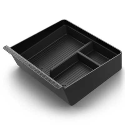 Image de Spigen Tesla Model 3 Highland (2024 ) Plateau de Rangement pour Console Centrale Accessoires Intérieurs, Accoudoir Floqué Voiture Édition Carbone