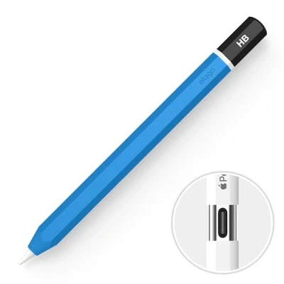 Image de elago Coque Pencil Classique Compatible avec Apple (USB C), Prise en Main Parfaite, Peau de Protection, Housse Silicone, Supporte la Fixation Magnétique (Bleu)