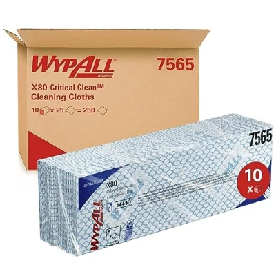 Image de WypAll X80 chiffons de nettoyage à code couleur 7565 bleus 10 paquets x 25 intensif (250 au total)