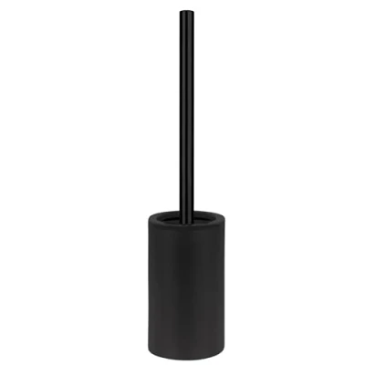 Image de Spirella Brosse WC Porte Balai Toilette Pot à „Tube“ Ensemble Poser en Céramique et Acier Inoxydable Noir Mat