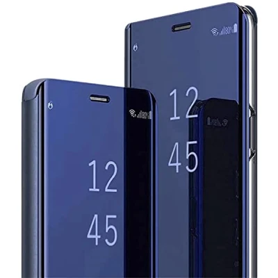 Image de BoerHang Coque pour Samsung Galaxy S24, Smart Clear View Cover, Standing Case, Translucide 360​​de Protection.(Bleu)